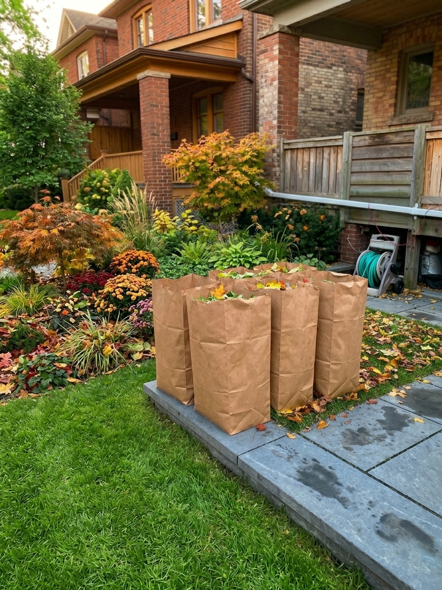 Seasonal garden cleanup with leaf removal and bed preparation